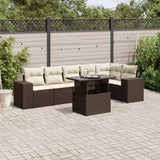 vidaXL 7-Piece Lounge Set with Cushions Poly Rattan Black