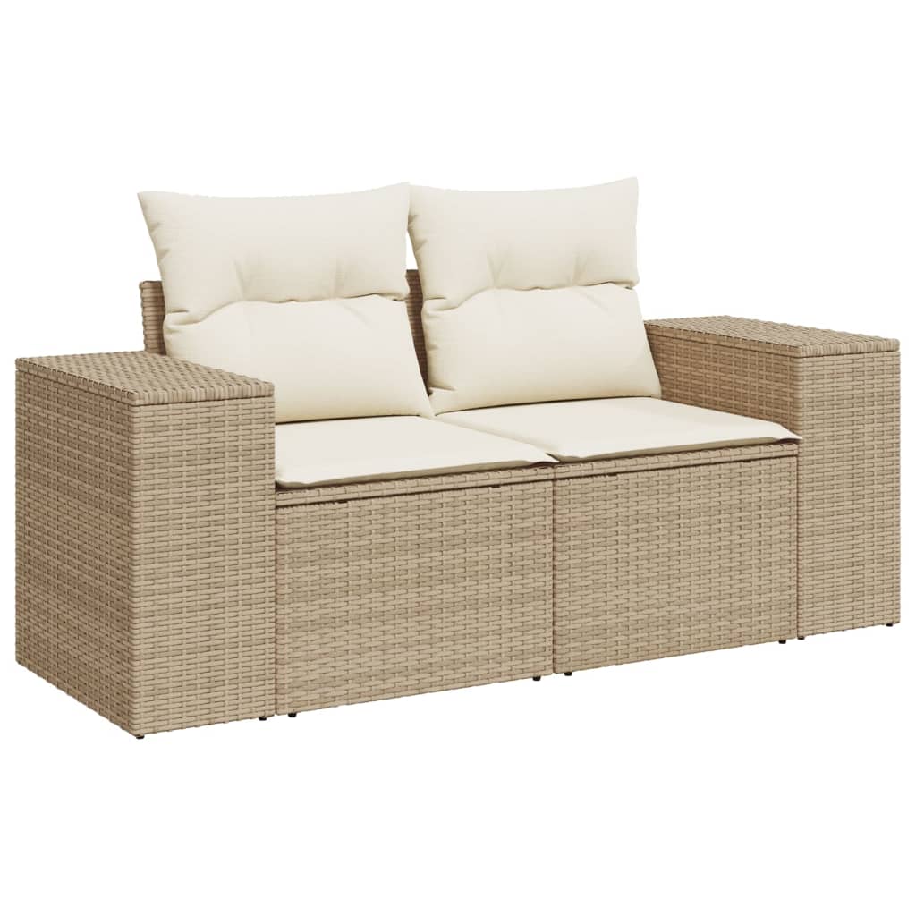 vidaXL 7-delige Loungeset met kussens poly rattan zwart
