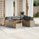 vidaXL 7-delige Loungeset met kussens poly rattan zwart