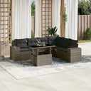 vidaXL 7-delige Loungeset met kussens poly rattan zwart
