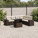 vidaXL 7-delige Loungeset met kussens poly rattan zwart