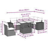vidaXL 7-delige Loungeset met kussens poly rattan zwart
