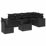 vidaXL 7-delige Loungeset met kussens poly rattan zwart