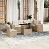 vidaXL 7-delige Loungeset met kussens poly rattan zwart