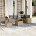 vidaXL 7-delige Loungeset met kussens poly rattan zwart