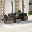 vidaXL 7-delige Loungeset met kussens poly rattan zwart
