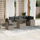 vidaXL 7-delige Loungeset met kussens poly rattan zwart