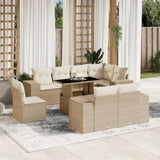 vidaXL 9-delige Loungeset met kussens poly rattan zwart