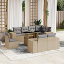 vidaXL 9-delige Loungeset met kussens poly rattan zwart