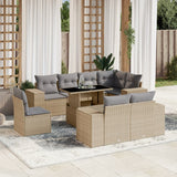 vidaXL 9-delige Loungeset met kussens poly rattan zwart