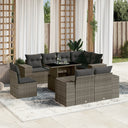 vidaXL 9-delige Loungeset met kussens poly rattan zwart