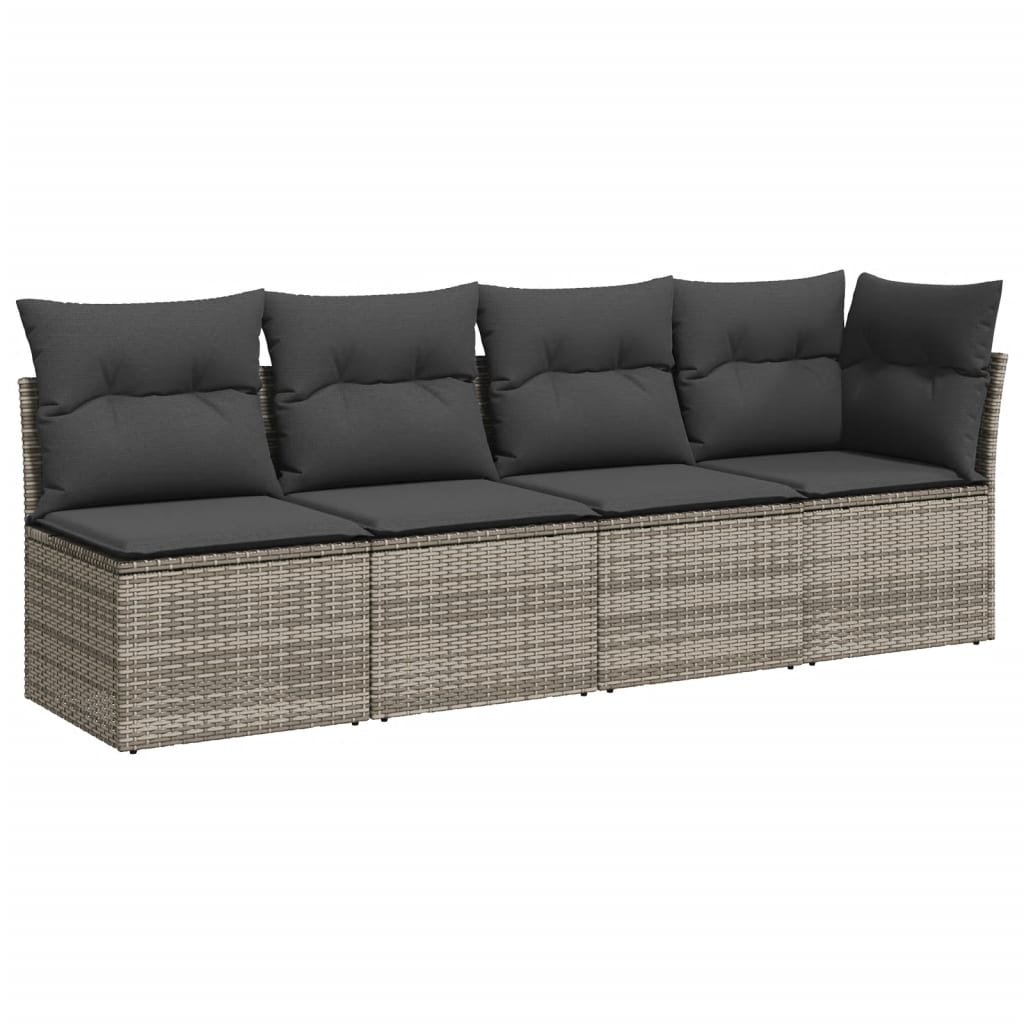 vidaXL 9-delige Loungeset met kussens poly rattan zwart