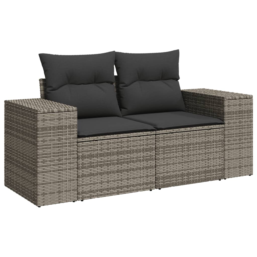 vidaXL 9-delige Loungeset met kussens poly rattan zwart