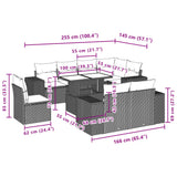 vidaXL 9-delige Loungeset met kussens poly rattan zwart
