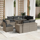 vidaXL 9-delige Loungeset met kussens poly rattan zwart