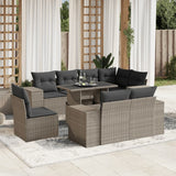 vidaXL 9-delige Loungeset met kussens poly rattan zwart