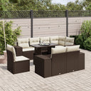 vidaXL 9-delige Loungeset met kussens poly rattan zwart