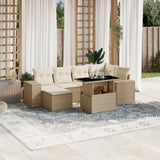 vidaXL 7-delige Loungeset met kussens poly rattan zwart