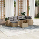 vidaXL 7-delige Loungeset met kussens poly rattan zwart