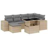 vidaXL 7-delige Loungeset met kussens poly rattan zwart