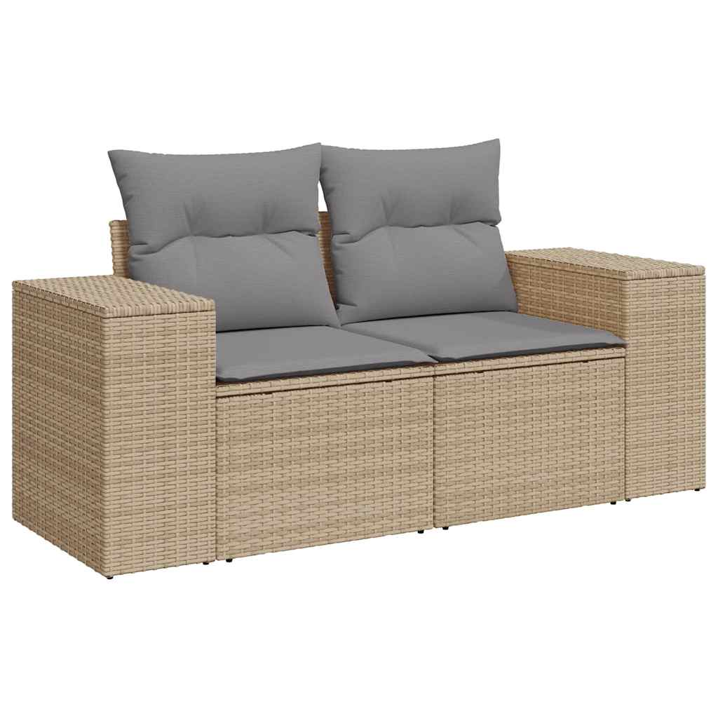 vidaXL 7-delige Loungeset met kussens poly rattan zwart
