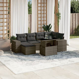 vidaXL 7-delige Loungeset met kussens poly rattan zwart