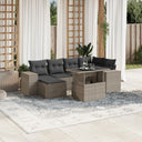 vidaXL 7-delige Loungeset met kussens poly rattan zwart