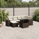 vidaXL 7-delige Loungeset met kussens poly rattan zwart