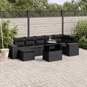 vidaXL 8-Piece Poly Rattan Lounge Set with Cushions Black