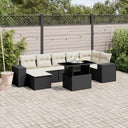 vidaXL 8-Piece Poly Rattan Lounge Set with Cushions Black