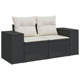 vidaXL 8-Piece Poly Rattan Lounge Set with Cushions Black