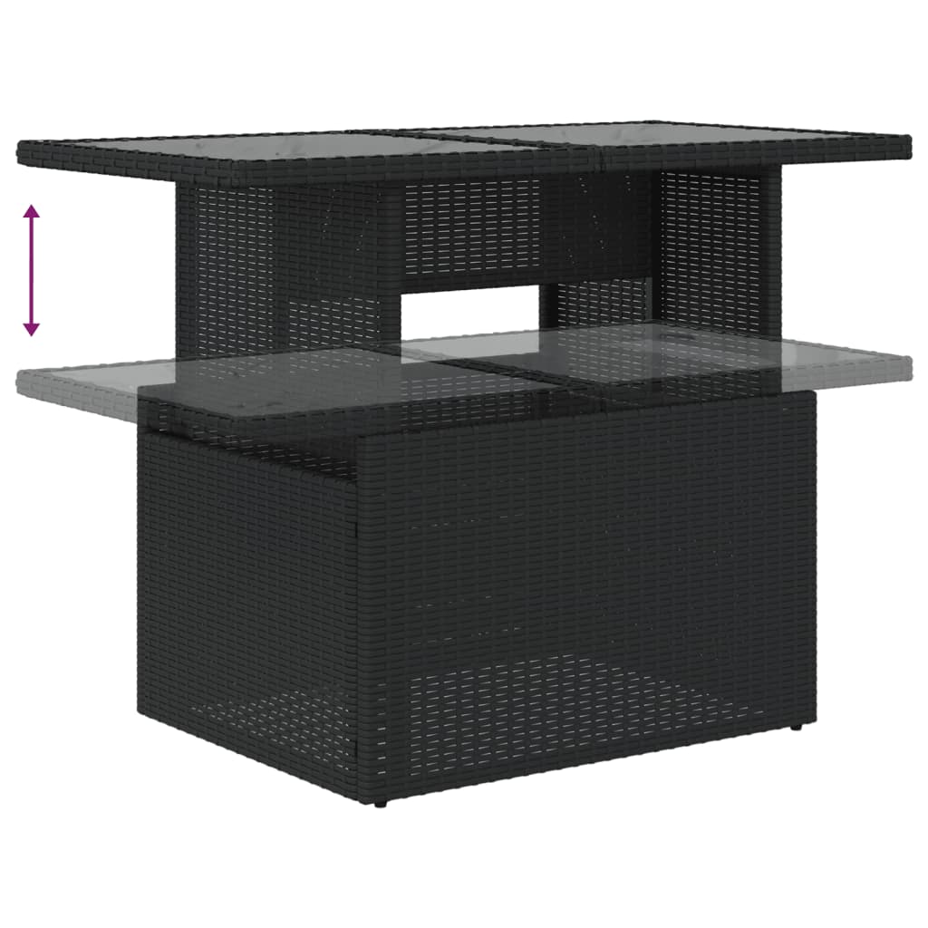 vidaXL 8-Piece Poly Rattan Lounge Set with Cushions Black