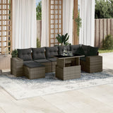 vidaXL 8-Piece Poly Rattan Lounge Set with Cushions Black