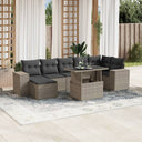 vidaXL 8-Piece Poly Rattan Lounge Set with Cushions Black