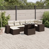 vidaXL 8-Piece Poly Rattan Lounge Set with Cushions Black
