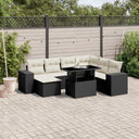 vidaXL 8-Piece Poly Rattan Lounge Set with Cushions Black