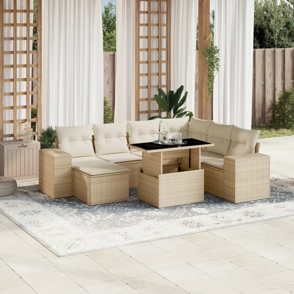 vidaXL 8-Piece Poly Rattan Lounge Set with Cushions Black