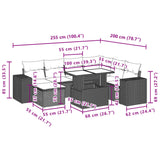 vidaXL 8-Piece Poly Rattan Lounge Set with Cushions Black
