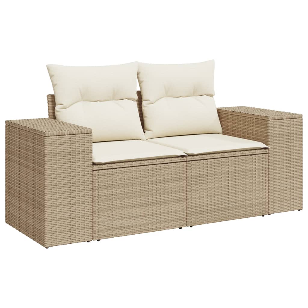 vidaXL 8-Piece Poly Rattan Lounge Set with Cushions Black