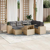 vidaXL 8-Piece Poly Rattan Lounge Set with Cushions Black