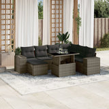 vidaXL 8-Piece Poly Rattan Lounge Set with Cushions Black