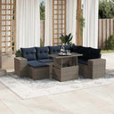 vidaXL 8-Piece Garden Lounge Set with Cushions, Grey Poly Rattan