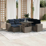 vidaXL 8-Piece Garden Lounge Set with Cushions, Grey Poly Rattan