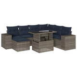 vidaXL 8-Piece Garden Lounge Set with Cushions, Grey Poly Rattan