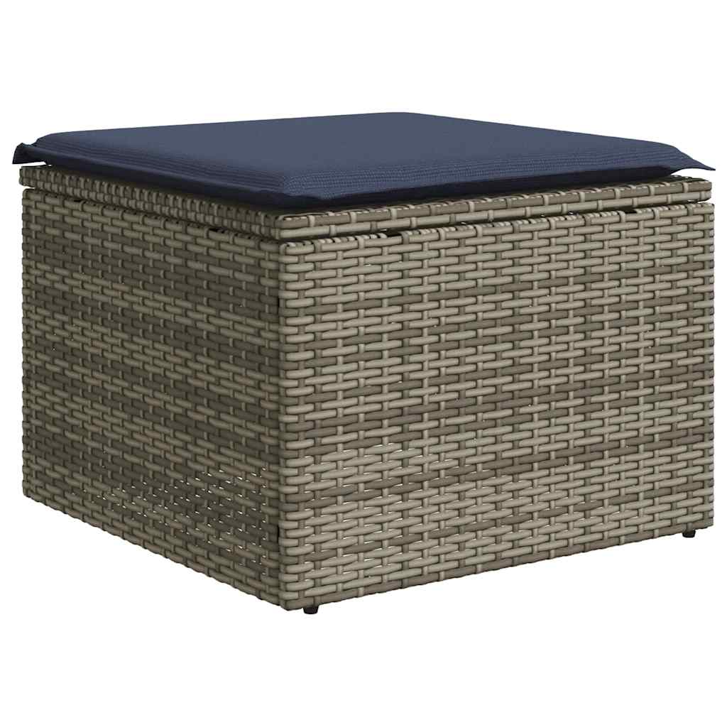 vidaXL 8-Piece Garden Lounge Set with Cushions, Grey Poly Rattan