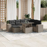 vidaXL 8-Piece Poly Rattan Lounge Set with Cushions Black
