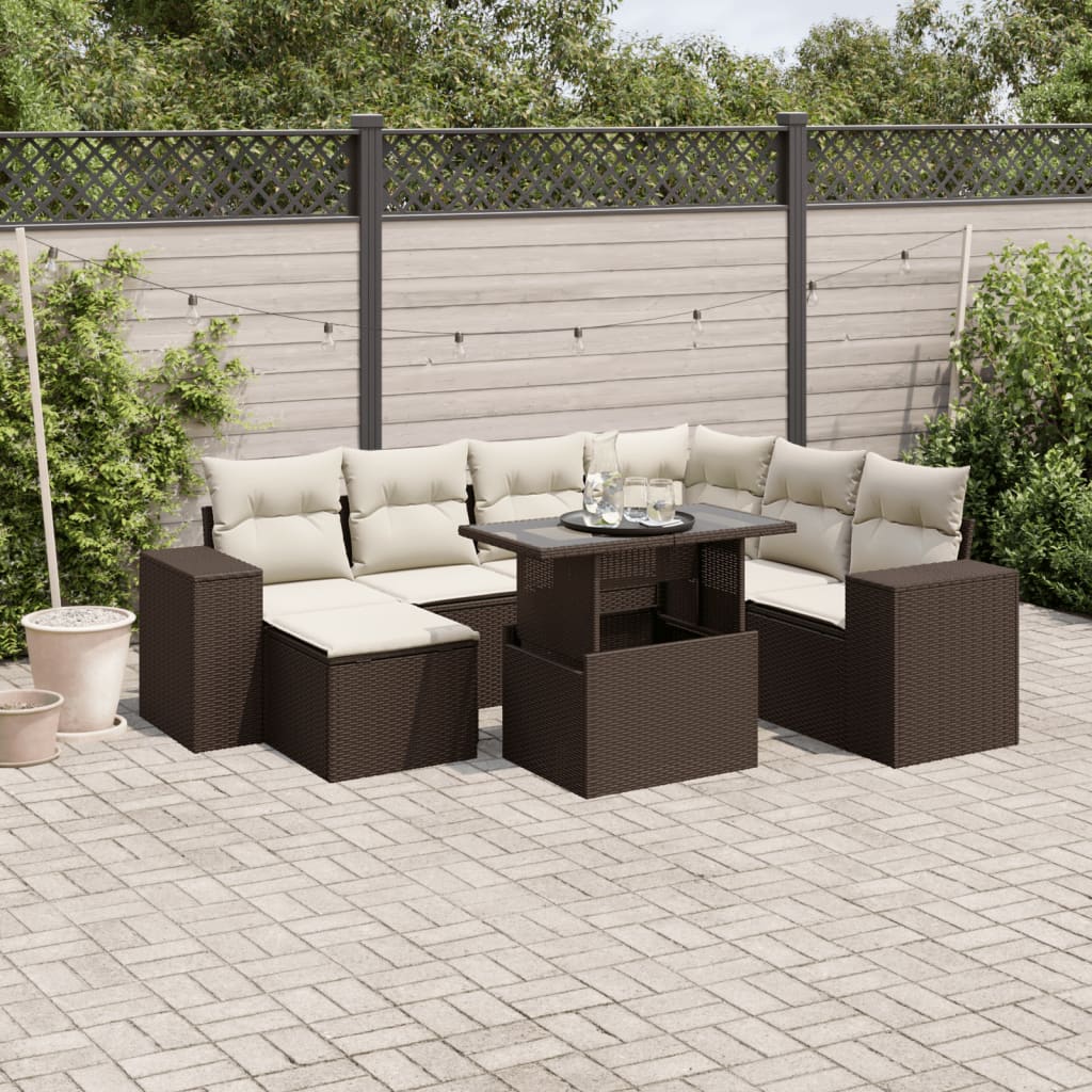vidaXL 8-Piece Poly Rattan Lounge Set with Cushions Black