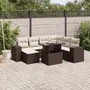 vidaXL 8-Piece Poly Rattan Lounge Set with Cushions Black