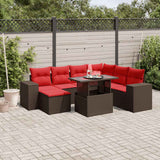 vidaXL 8-Piece Garden Lounge Set with Cushions, Grey Poly Rattan