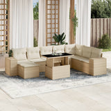 vidaXL 9-delige Loungeset met kussens poly rattan zwart